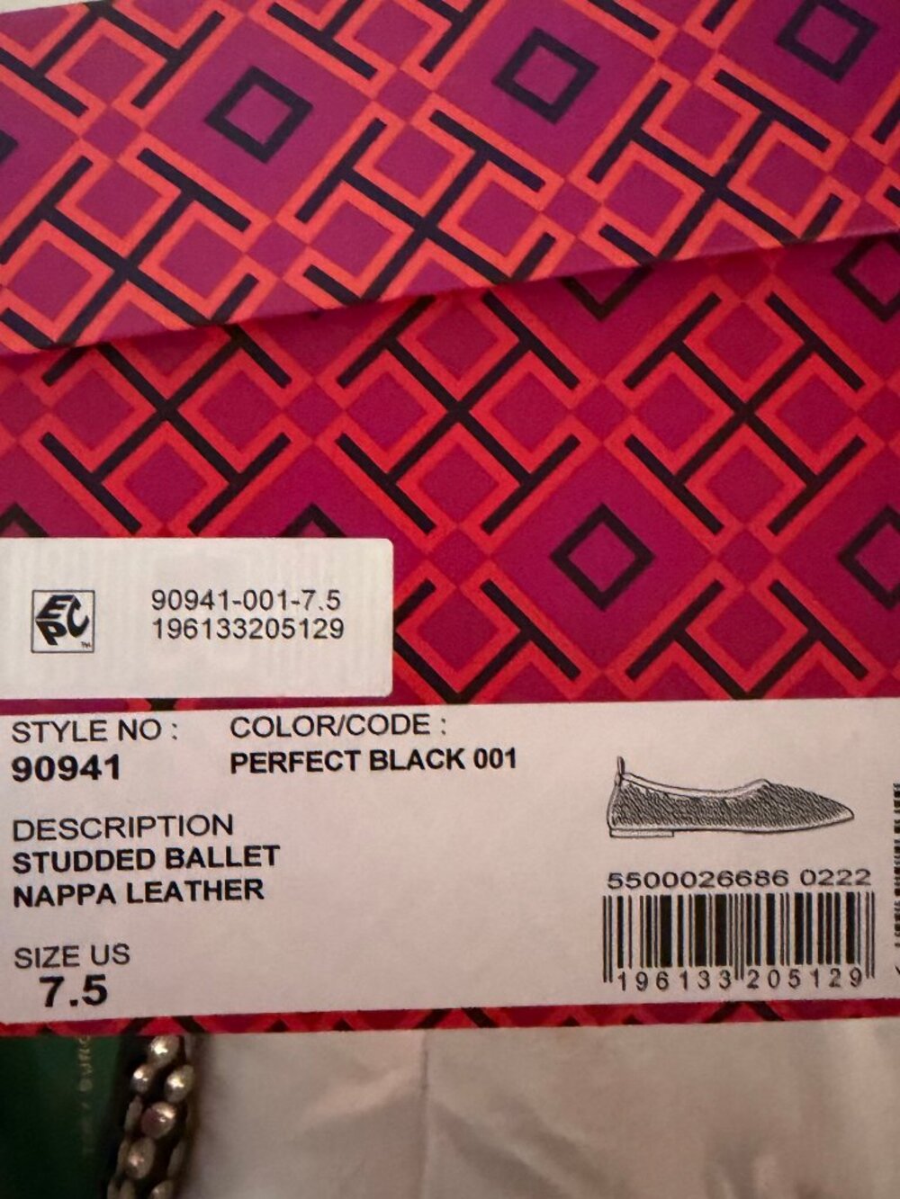 Tory Burch  Sz 7.5 Studded Ballet Black Nappa Leather - Picture 5 of 12